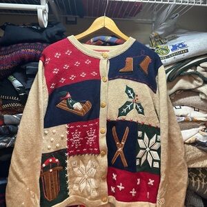 NorthCrest Sweater Womens Medium Christmas Winter Holiday Cardigan - Grandma